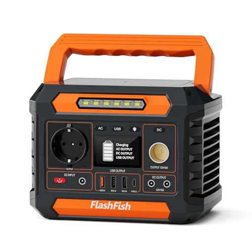 FlashFish P66 Tragbare Powerstation 230Wh,Solar Generator 300W(Spitzenleistung: 600W) mit 2 DC-Anschlüsse, 4 USB-Anschlüsse, LED-Lichter, Notstromaggregat Akku für Camping, Unterwegs,Stromausfälle von FF FLASHFISH