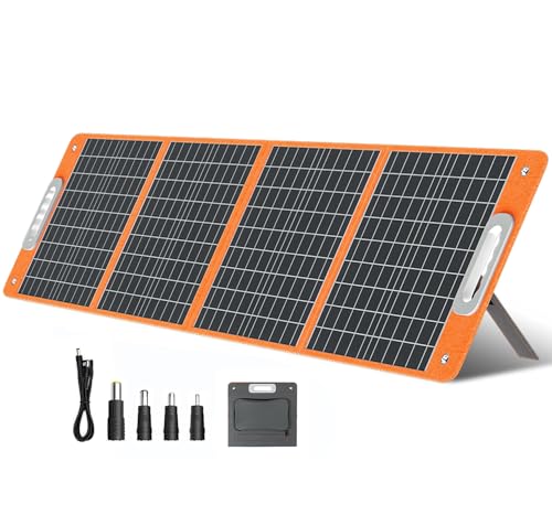 Solarpanel Faltbar 100W 18V Solarmodul, Flexibel Solar Panel Camping Tragbares Monokristalline Solarmodule, Solaranlage Komplettset mit Typ-C QC3.0 für Wohnwagen Camping Balkon Gartenhäuser von FF FLASHFISH