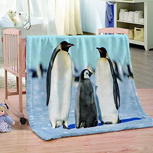 FFCLZ 3D Pinguin Muster Dicke Decke, weiche Flanelldecke, Wolldecke für Erwachsene Kinder -150 * 200cm von FFCLZ