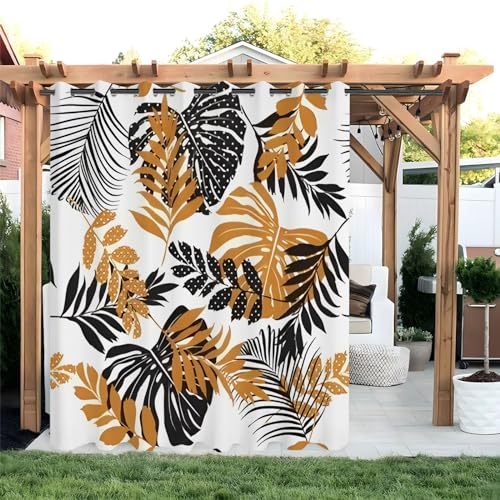 FFFASFY Outdoor Vorhang Wetterfest mit Ösen Blickdicht Outdoor Gardine Wasserdicht Sonnenschutz Sichtschutz Outdoor Vorhäng für Balkon Terrasse Pavillon Garten 1 Stück, B 150 x H 166 cm, Blätter FFFASFY Outdoor Vorhang Wetterfest mit Ösen Blickdicht Outdoor Gardine Wasserdicht Sonnenschutz Sichtschutz Outdoor Vorhäng für Balkon Terrasse Pavillon Garten 1 Stück, B 150 x H 166 cm, Blätter von FFFASFY