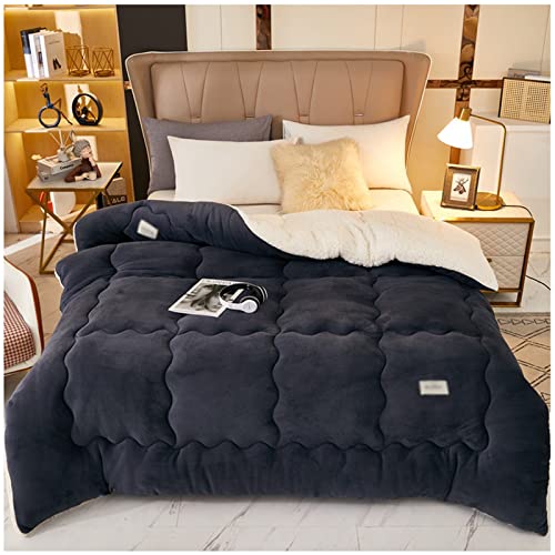 Bedding Bettdecke, Dicker Lamm-Kaschmir,Warm Zudecke Wintersteppdecke, Flauschige Kaschmir-Steppdecken, Kern aus Lammsamt , Dick warm 4 Jahreszeiten Bettdecke Double Face (Schwarz,150x200cm?2kg?) von FFFF & OLFEH