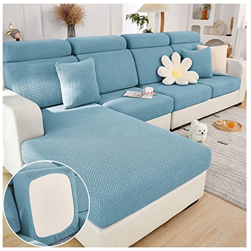 FFFF & OLFEH Sofa Überzug, Sofa Sitzkissenbezug, Stretch Sitzkissenschutz, Elastischer Kissenbezüge, Anti-Rutsch-Couch Überzug für L Form Sofaschoner, rutschfest Stoff Tartan (Blau,4) von FFFF & OLFEH