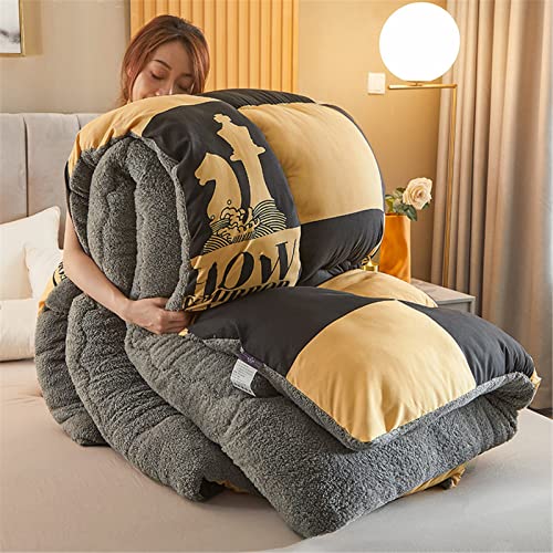 FFFF & OLFEH Steppdecke - Baumwoll Bettdecke Dicker Und Dichter Fleece-Lamm-Samt-Stoff, Warmer Kaschmir-Quiltkern, Super Weiche Bettwolle-Wollfleece-Decke (E,220×240CM-5KG) von FFFF & OLFEH