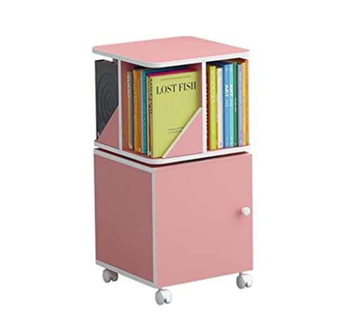 Bücherregal, Bücherregal, farbiges Bücherregal mit Schrankrad, 360 Grad drehbares Bücherregal, Büro- und Arbeitszimmer-Aufbewahrungsregal, einfacher Eckaufbewahrungshalter, Aufbewahrungsregal-Organi von FFFYUJIE