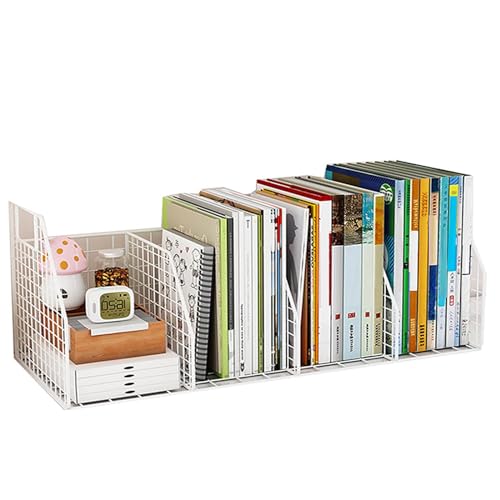 FFFYUJIE Bücherregal, Bücherregal für den Schreibtisch, Ausstellungsständer, Regal aus Metallgeflecht, weißer Schreibtisch-Organizer, Bücherregalregale von FFFYUJIE