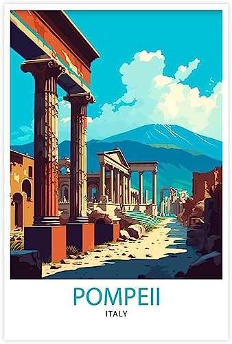 Pompeji Italien Landschaft Vintage Reise Poster Innengemälde Drucke Wand Kunst Dekor Leinwand 60x90cm Ungerahmt von FFIME