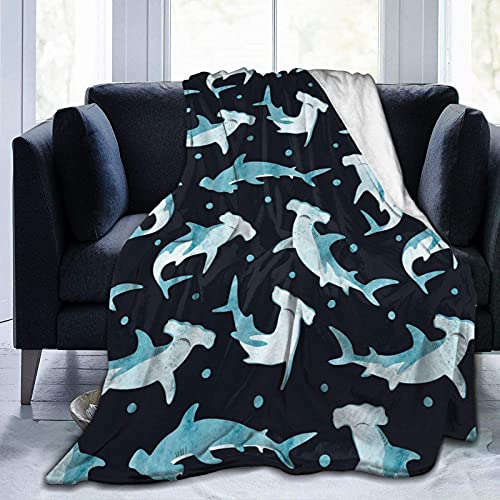Aquarell Hammerhai Flanell Fleece Decke, weiche warme Decken Tagesdecke/Bettdecke/Bettlaken 150x125cm von FFLSDR