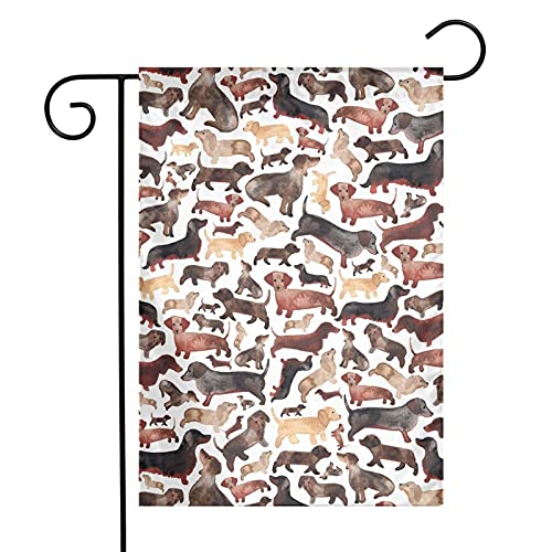 Gartenflagge Dackel oder Wurst Hunde Home Indoor Outdoor Urlaub Dekorationen, Polyester Yard dekorative Banner 30X45CM von FFLSDR