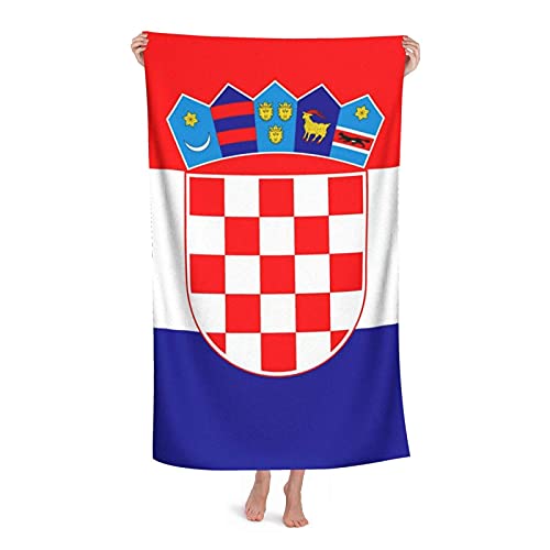 Strandtuch Flagge von Kroatien Erwachsene Reise Mikrofaser Großes Badetuch Weiche Saugfähige Stranddecke 80X130CM von FFLSDR