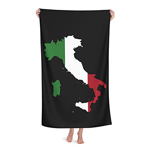 Strandtuch Italien Italienische Flagge Karte Mikrofaser Großes Badetuch für Erwachsene Saugfähige schnell trocknende Stranddecke 80X130CM von FFLSDR