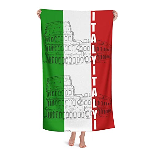 Strandtuch Italien Italienische Flagge Roman Colosseum1 Mikrofaser Großes Badetuch für Erwachsene Saugfähige, schnell trocknende Stranddecke 80X130CM von FFLSDR