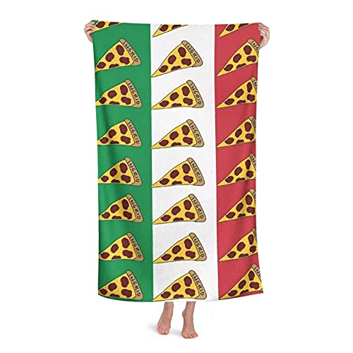 Strandtuch Italien Pizza Flagge Erwachsene Reise Mikrofaser Großes Badetuch Weiche Saugfähige Stranddecke 80X130CM von FFLSDR