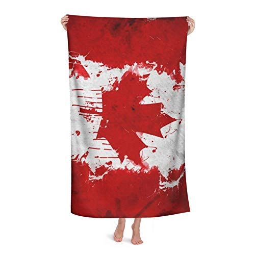 Strandtuch Kanada Kanadische Flagge Mikrofaser Großes Badetuch für Erwachsene Saugfähig Schnelltrocknende Stranddecke 80X130CM von FFLSDR
