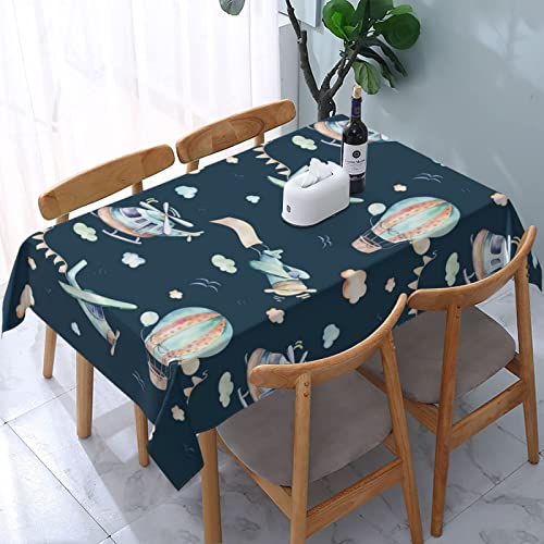 Tischdecke Hubschrauber und Ballons Rechteckige Polyester Waschbare Tischtuch Mit Staubdichtem Knitterschutz 137 x 183 cm von FFLSDR