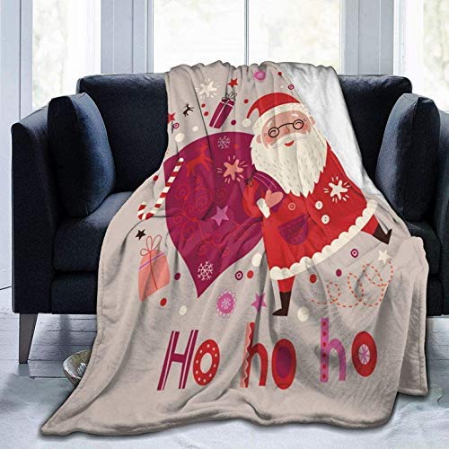Weihnachtsmann Flanell Fleece Decke, Weiche Warme Decken Tagesdecke/Bettdecke/Bettlaken 150x125cm von FFLSDR