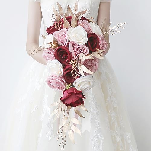 FFMA Hochzeitssträuße für die Braut, weiße Rosen-Brautsträuße für die Hochzeit, Brautstrauß für eine romantische französische Vintage-Hochzeitszeremonie von FFMA