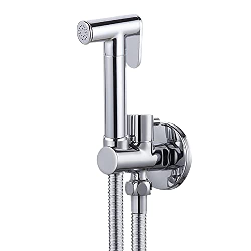 FFOCCO Bidet-Dusche for Toilette Hand-WC-Bidet-Sprühgerät WC-Bidet-Sprühset mit Schlauch Kaltwasser-Messing-Toiletten-Spritzpistolen-Set, grau (Color : Chrome) von FFOCCO