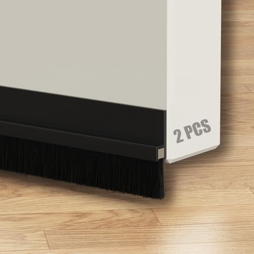 FFPMYF 2PCS Bürstendichtung Türleiste mit Bürste selbstklebend 4 x 100cm Türbodendichtung（Schwarz） von FFPMYF