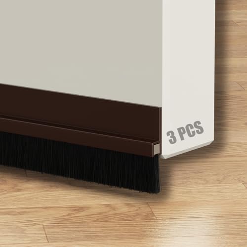 FFPMYF 3PCS Bürstendichtung Türleiste mit Bürste selbstklebend 4 x 100cm Türbodendichtung（Braun） von FFPMYF