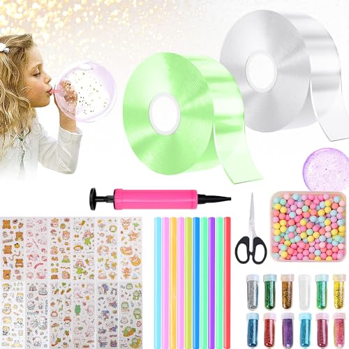 Nano Tape,Nano Tape Bubbles Set,Magie Nano Klebeband,Nanoband Multipurpose,Nano Tape Set geeignet für junge, mädchen,Mit Pailletten Aufkleber DIY craft kit,Party Favors Geschenke(Transparente+ Grün) von FFTANXS