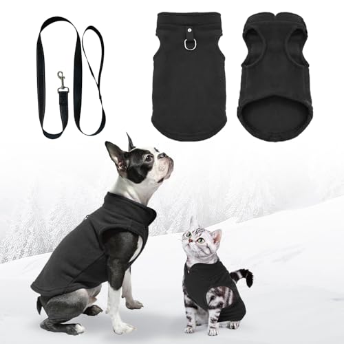 Hundemantel,Hundepullover,Chihuahua Kleidung,hundepullover kleine Hunde, Hundemantel für kleine Hunde,Hundemantel mit Geschirr,Wintermantel Hund für kleine Hunde, Innen und Außeneinsatz(Schwarz M) von FFTANXS