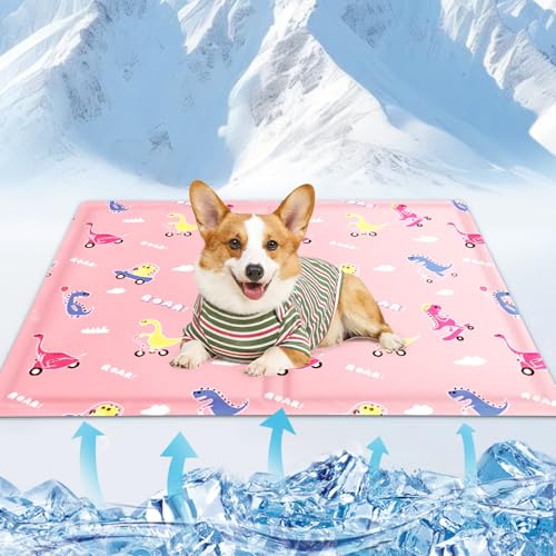 Kühlmatte hund,40*50cm Kühldecke hund,Kühlmatte für hunde,Kühlmatte katze mit gel,Dog cooling mat wasser einspritzung,Kühlmatte hunde geeigne für Kätzchen und Welpen für Innen und Außenbereich(Rosa) von FFTANXS