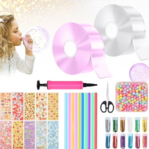 Nano Tape,Nano Tape Bubbles Set,Magie Nano Klebeband,Nanoband Multipurpose,Nano Tape Set geeignet für junge, mädchen,Mit Pailletten Aufkleber DIY craft kit,Party Favors Geschenke(Transparente+ Lila) von FFTANXS