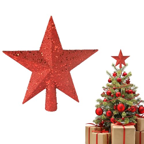 Weihnachtsbaumspitze,Christbaumspitze,Rot Weihnachtsbaum Spitze,Weihnachtsbaum Spitzen,Perfekt für Festliche Christbaumschmuck(20cm) von FFTANXS