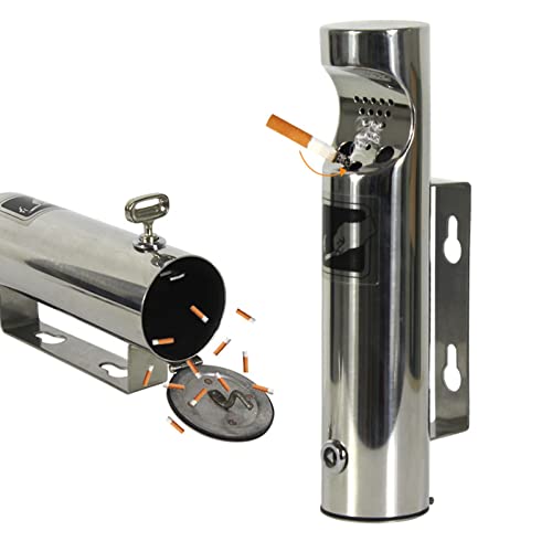 FFTDCYHT Lockable Stainless Steel Industrial Cigarette Wall Mounted Ashtray for Outdoor Use in Common Smoking Areas Cigarette Disposal Towers, Outdoor Cigarette Butt Disposal von FFTDCYHT