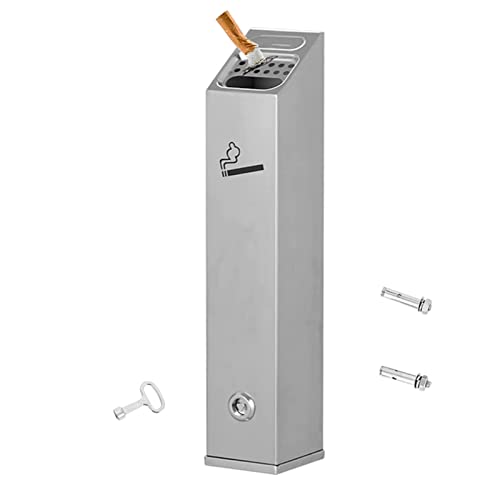 Stainless Steel Cigarette Bin, Outdoor Wall Mounted Ashtray for Offices/Malls - Ideal Smoker Disposal Station and Easy Cigarette Butt Holder for Outdoor, Smokers Outpost for Patio,Office von FFTDCYHT