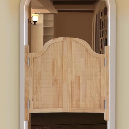 Elegante Schwingtüren aus Massivholz for Cafés – Halbhohe Tür mit Edelstahlscharnieren for Küche, Bar und Ladeneingang(Wood,85x100cm) von FFTUNAMNX