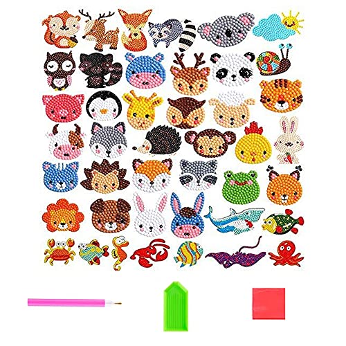 43 Stücke 5D Diamand Painting Set für Kinder DIY Diamant Aufkleber Kit Tiermalerei Tiere Diamant Malerei Kits Kleine Bilder Diamond Painting Sticker Geschenke für Jungen Mädchen Erwachsene Anfänger von FFWTPY