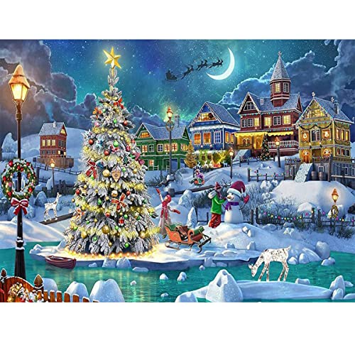 FFWTPY Weihnachten Diamond Painting 5D Diamant Painting Bilder für Kinder Erwachsene Runde Vollbohr Kristall Strass Cross Stickerei Malerei Kits für Weihnachts Dekoration Geschenke von FFWTPY