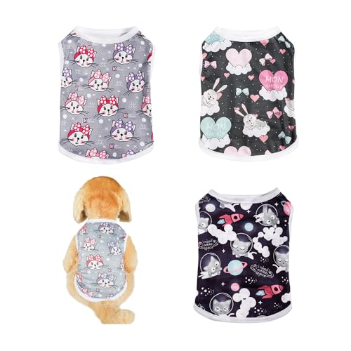 Ffwtpy Hundeshirts Set Aus 3 Stück Weiche Baumwolle Lustige Drucke Mit Katzen Und Weltraumdesign Atmungsaktiv Und Bequem Perfekt Für Kleine Und Mittelgroße Hunde Mehrfarbig Ffwtpy Hundeshirts Set Aus 3 Stück Weiche Baumwolle Lustige Drucke Mit Katzen Und Weltraumdesign Atmungsaktiv Und Bequem Perfekt Für Kleine Und Mittelgroße Hunde Mehrfarbig von FFWTPY