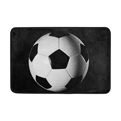 Badteppich, Fußball Ball Print rutschfeste Antischimmel-Einfach Dry Fußmatte Teppich für Dusche Raum Badezimmer Tür Indoor Outdoor Schwarz 58,4 x 38,1 cm von FFY Go