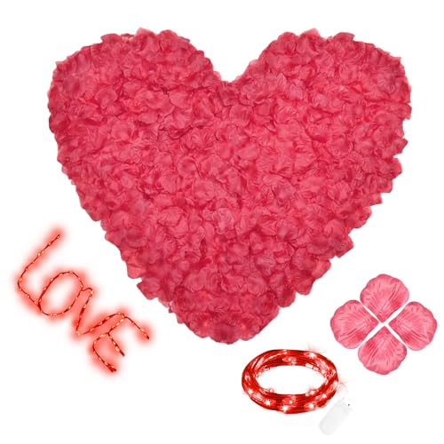 FFZZKJ Rosenblätter für Valentinstag Deko, Romantik 1200 Stück Künstliche Rosenblätter, Seiden Rosenblüten für Valentinstag, Heiratsantrag, Hochzeit zum Streuen, Jahrestag, Geburtstag, Weinrot von FFZZKJ