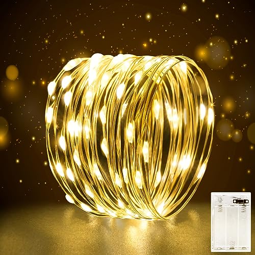 Mini LED Lichterkette Batterie 2M für Innen mit Timer Lichterkette Klein mit Batterie Draht für Hochzeit,Weihnachten,Party,Halloween,Schlafzimmer,Gift Deko,Warmweiß von FFZZKJ