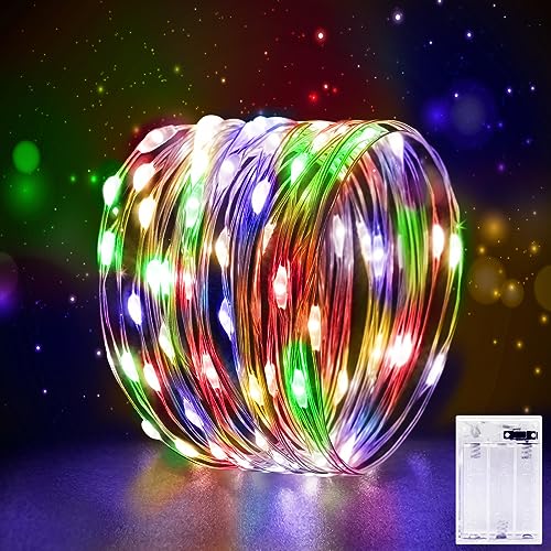 Mini LED Lichterkette Batterie 3M für Innen mit Timer Lichterkette Klein mit Batterie Draht für Hochzeit,Weihnachten,Party,Halloween,Schlafzimmer,Gift Deko, Mehrfarbig von FFZZKJ