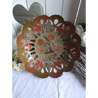 Vintage Schwarz Und Weiß Schwan Schale Servieren Tablett Brot Cloisonne Emaille Orange von FFantiques