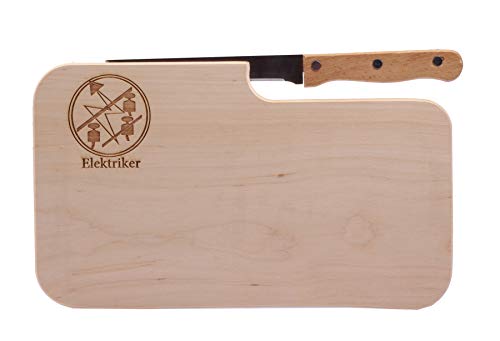 Vesperbrett mit Messer und Zunftprägung I Geschenk für Elektriker I 25,5x14,5x1,3cm von FFelsenfest
