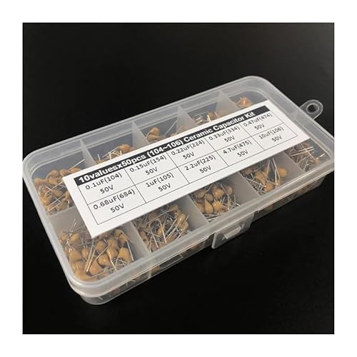 Multilayer/Monolithic Ceramic Capacitor kit 50V 0.1uF~10uF (104~106) P=5.08mm 10Valuesx50 Total 500pcs with box Capacitors von FGAHVZZY