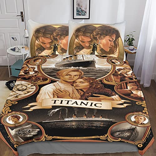 FGAITH 3D Bettbezug Bettwäsche Set Geeignet FürKinder Und Jugendliche Titanic Muster Modern Mikrofaser Bettbezug Mit Verdecktem Reißverschluss Und Kissenbezu King（220x240cm） von FGAITH