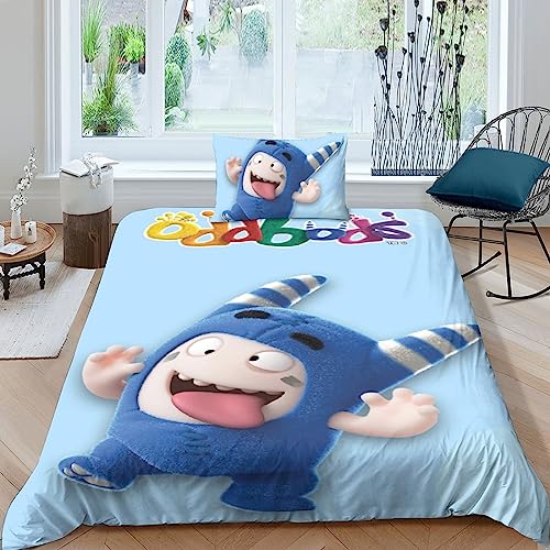 FGAITH 3D Bettbezug Oddbods Bettwäsche Mikrofaser Bettwäsche Set Bettbezüge Mit Reißverschluss Kissenbezüge Single（135x200cm） von FGAITH