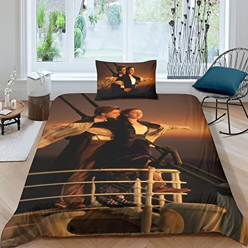 FGAITH 3D Bettwäsche Bettbezug Titanic Bettbezüge-Set + Kissenbezug Titanic Mikrofaser Steppdeckenbezug Mit Reißveschluss Single（135x200cm） von FGAITH