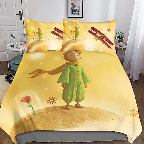 FGAITH Bedding 3D Der kleine Prinz Bettbezug Kissenbezug, Mikrofaser, Animation Bettbezüge Set Bettwäsche Mit Reißverschluss Für Erwachsene Oder Kind Double（200x200cm） von FGAITH