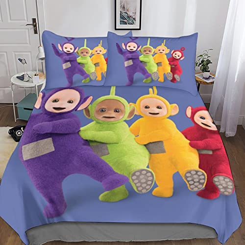 FGAITH Bettwäsche Bettbezug Set Kinder Jungen Und Mädchen Jugendliche 3D Teletubbies Kinderbettwäsche Weiche Bettbezug Und Kissenbezug Mit Verdecktem Reißverschluss King（220x240cm） von FGAITH