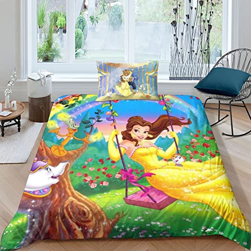 FGAITH Bettwäsche Set Kinder Jungen Jugendliche 3D Die Schöne und das Biest Kinderbettwäsche Weiche Bettbezug Und Kissenbezug Mit Reißverschluss Single（135x200cm） von FGAITH