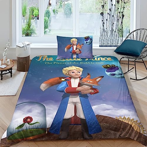 FGAITH Der kleine Prinz Bettwäsche 3D Bettbezug, Animation Set Bettwäsche Set Bettbezüge Mikrofaser Steppdeckenbezug Mit Verdecktem Reißverschluss Und Kissenbezug Single（135x200cm） von FGAITH