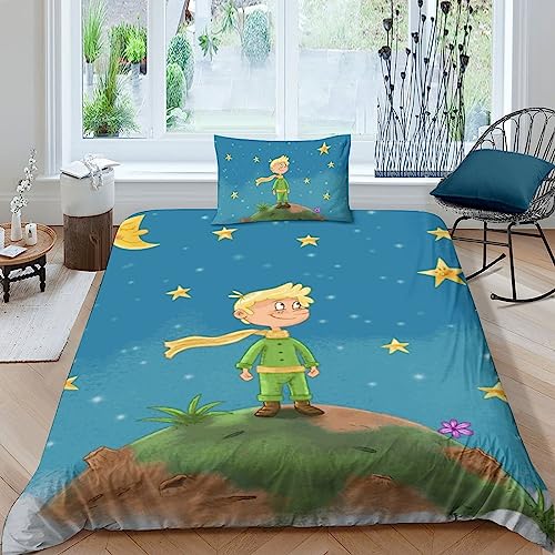 FGAITH Mikrofaser Bettwäsche-Sets 3D Motiv Der kleine Prinz Kinderbettwäsche Mit Reißverschluss Weiche Warm Bettbezug Mit Kissenbezug Für Jungen Mädchen Single（135x200cm） von FGAITH