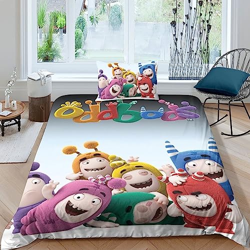 FGAITH Oddbods Bettbezug Bettwäsche Set Bettbezüge 3D-Druck Animation Motiv Bettbezug,Mikrofaser,mit Kissenbezug,für Jugendliche Kind Junge Mädchen Single（135x200cm） von FGAITH